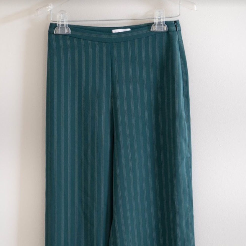 Nordstrom Dark Green Pinstripe Pants